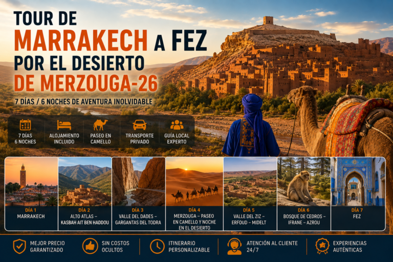 Marrakech to Fez Tour via the Merzouga Desert – 2026