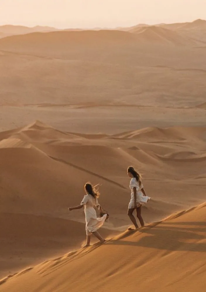 New Year's Eve in Morocco: Sahara dunes near Merzouga at sunset